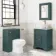 Lucia Midnight Green Vanity with Marble Top & Round Counter Top Basin 640mm - Brushed Brass Accents
