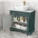 Lucia Midnight Green Vanity with Marble Top & Curved Counter Top Basin 840mm - Brushed Brass Accents