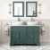Lucia Midnight Green Double Vanity with Marble Top & Curved Counter Top Basin 1200mm - Brushed Brass Accents