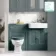 Monaco Midnight Green Combination Vanity Basin and Hudson Toilet with Wooden Seat 1200mm