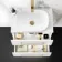 Elba Gloss White Wall Hung Drawer Vanity with Marble Top & Curved Counter Top Basin 600mm - Brushed Brass Accents