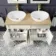 Lucia Chalk White Double Vanity with Oak Effect Top & Oval Counter Top Basin 1200mm - Brass Knurled Handles