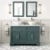 Lucia Midnight Green Double Vanity with Marble Top & Round Counter Top Basin 1200mm - Brass Knurled Handles