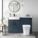 Harper Navy Blue Combination Vanity Basin and Houston Toilet 1200mm - Black Accents - Left Handed