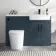 Harper Navy Blue Combination Vanity Basin and Boston Toilet 1200mm - Black Accents - Right Handed