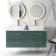 Elba Midnight Green Double Wall Hung Drawer Vanity with Marble Top & Cody Basin 1200mm - Brushed Brass Accents