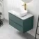 Corsica Midnight Green Wall Hung Drawer Vanity with Marble Top & Curved Counter Top Basin 800mm