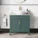 Bermuda Midnight Green Vanity with Marble Top & Oval Counter Top Basin 800mm - Brass Knurled Handles