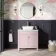 Bermuda Cashmere Pink Vanity with Marble Top & Curved Counter Top Basin 800mm - Brushed Brass Accents