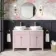 Bermuda Cashmere Pink Vanity with Marble Top & Oval Counter Top Basin 1200mm - Brushed Brass Accents