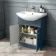 Capri Navy Blue Vanity with Semi Recessed Basin 650mm - Brushed Handles