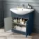Capri Navy Blue Vanity with Semi Recessed Basin 750mm - Brushed Handles
