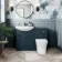 Capri Navy Blue Combination Vanity Basin and Houston Toilet 1150mm - Chrome Handles