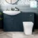 Capri Navy Blue Combination Vanity Basin and Houston Toilet 1350mm - Chrome Handles