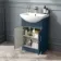 Capri Navy Blue Vanity with Semi Recessed Basin 550mm - Traditional Handles