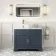 Lucia Inky Blue Vanity with Marble Top & Round Counter Top Basin 1030mm - Brass Knurled Handles