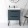 Elba Inky Blue Wall Hung Basin Drawer Vanity 600mm with Matt Black Stand