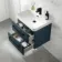 Omaha Navy Blue Wall Hung Basin Drawer Vanity 600mm - Black Accents