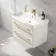 Omaha Linen White Wall Hung Basin Drawer Vanity 800mm - Brushed Brass Accents