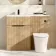 Havana Fluted Country Oak Combination Vanity Basin and Tucson Toilet 1100mm - Black Accents - Left Handed