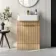 Sicily Fluted Country Oak Vanity with Semi Recessed Basin 600mm - Brushed Brass Accents