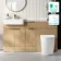 Sicily Fluted Country Oak Combination Vanity Basin with Marble Top & Utah Comfort Height Toilet 1500mm - Brushed Brass Accents