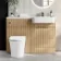 Sicily Fluted Country Oak Combination Vanity Basin and Tucson Toilet 1200mm - Chrome Handles - Right Handed