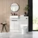 Sicily Fluted Coastal White Vanity with Semi Recessed Basin 500mm - Black Accents