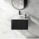 Sorrento Fluted Matt Black Wall Hung Drawer Vanity with Marble Top & Nevis Basin 600mm