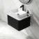 Sorrento Fluted Matt Black Wall Hung Drawer Vanity with Marble Top & Reno Basin 600mm