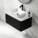 Sorrento Fluted Matt Black Wall Hung Drawer Vanity with Marble Top & Reno Basin 800mm