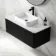 Sorrento Fluted Matt Black Wall Hung Drawer Vanity with Marble Top & Marin Basin 1000mm