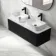 Sorrento Fluted Matt Black Double Wall Hung Drawer Vanity with Marble Top & Marin Basin 1200mm