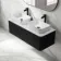 Sorrento Fluted Matt Black Double Wall Hung Drawer Vanity with Marble Top & Reno Basin 1200mm