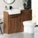Sicily Fluted Black Walnut Combination Vanity Basin and Miami Toilet 1200mm - Black Accents