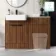 Sicily Fluted Black Walnut Basin Vanity with Marble Top & Back To Wall Unit 1200mm (Excludes Toilet) - Black Accents
