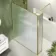 Munich Fluted Effect Brushed Brass 8mm Wet Room Shower Glass 1400mm & 250mm Pivotal Return Panel