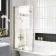 Abingdon 1500 Roll Top Shower Bath - Brushed Brass Ball Feet & 6mm Easy Clean Brushed Brass Bath Screen