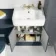 Monaco Inky Blue Combination Vanity Basin and Hudson Toilet with Wooden Seat 1200mm - Brushed Brass Accents
