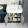 Monaco Inky Blue Combination Vanity Basin and Boston Toilet 1500mm - Brushed Brass Accents