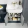 Monaco Inky Blue Combination Vanity Traditional Basin and Seattle Toilet 1500mm - Brushed Brass Accents