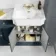 Monaco Inky Blue Combination Vanity Traditional Basin with Marble Top and Seattle Toilet 1500mm - Brushed Brass Accents