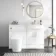 Harper Gloss White Combination Vanity Basin and Tucson Toilet 1200mm - Brushed Brass Accents - Right Handed