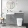 Harper Stone Grey Combination Vanity Basin and Houston Toilet 1200mm - Brushed Brass Accents - Left Handed