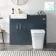Harper Navy Blue Combination Vanity Basin & Houston Toilet 1000mm - Brushed Brass Accents