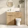Havana Fluted Country Oak Combination Vanity Basin and Aruba Toilet 1000mm - Brushed Brass Accents