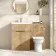 Havana Fluted Country Oak Combination Vanity Basin and Aruba Toilet 1100mm - Brushed Brass Accents