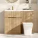 Havana Fluted Country Oak Combination Vanity Basin and Houston Toilet 1100mm - Brushed Brass Accents - Left Handed