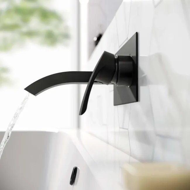 Severn Matt Black Wall Mounted Basin Mixer Tap