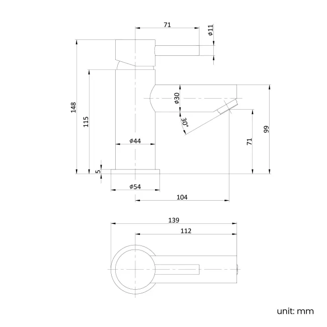 Wye Matt Black Basin Mixer Tap
